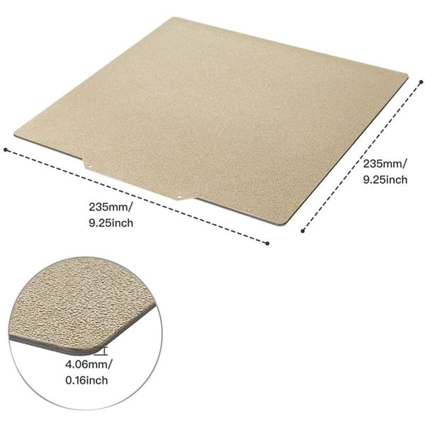 Fleksibel stålplade med PEI-overflade og magnetisk bundplade med lim 235 x 235 mm til 3 Pro, V2, 3D-printer