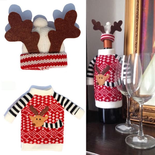 Julmotiv kläder för vinflaskor älgboll champagneflaskor påsar Chri
