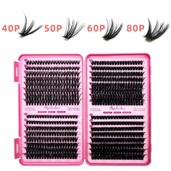 DIY Segmented Eyelashes (32 Sizes: 40D+50D+60D+80D) - Natural Extension and Volume for Personal Customization