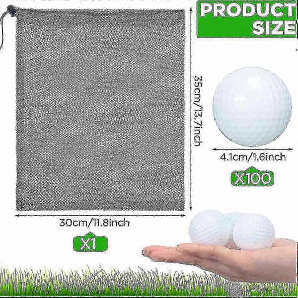 100 biodegradable golf balls with carrying case - hollow practice balls