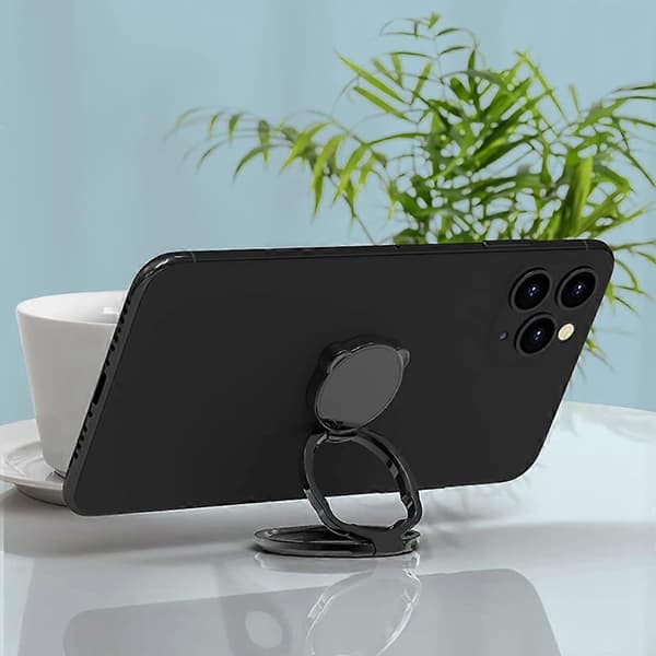 2 Pcs Magnetic Phone Ring Holder, Double Ring Holder, 360 Degree Rotating Ring Holder (Black+Gold) [DB]