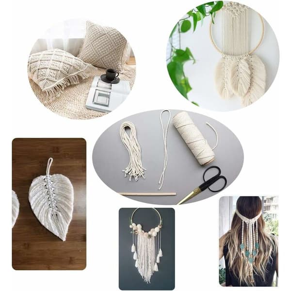Macrame Cotton Cord 3mm, 200m 100% Natural DIY Craft Cord for Plant Wall