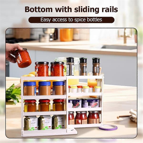 New Cabinet Foldable Organizer Pull-Out Spice Rack Organizer Kitchen Rotating Organizer for Cabinets, Pull-Out