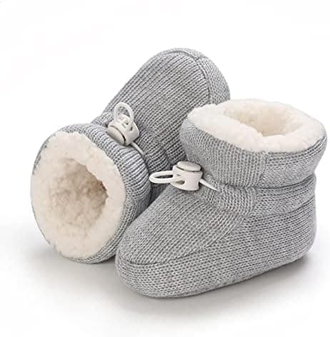 6-12 månader vår Baby Vinter Varma Fleece Bootie, Nyfödd Halkfri