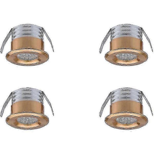 Sett med 4 Mini Innfelte LED-Spotlights, 3 W, Varmhvit Gull
