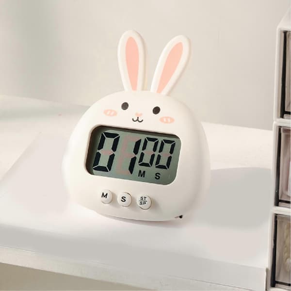 Digital Kitchen Timer Cute Rabbit Magnetic Easy Operation Accurate Clear Alarm for Cooking and Office