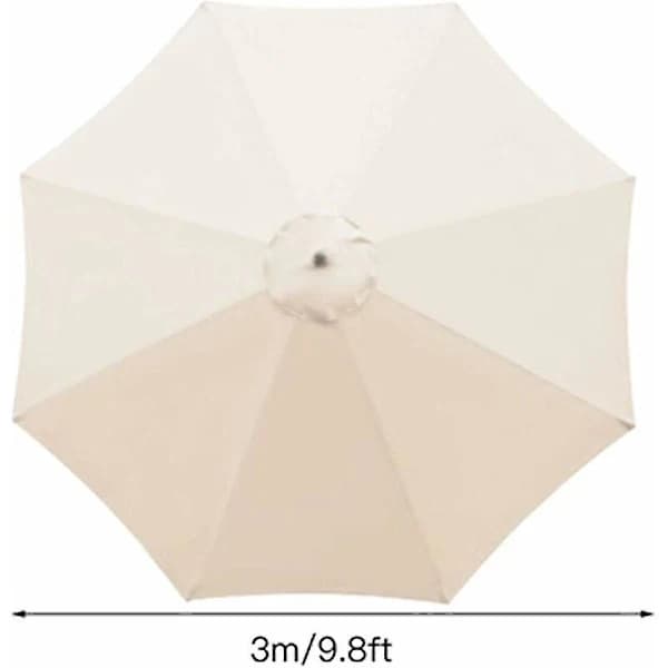 Replacement Parasol Canopy, Waterproof UV Protective Polyester Cover for Garden Parasol, 3m 8 Ribs, Beige