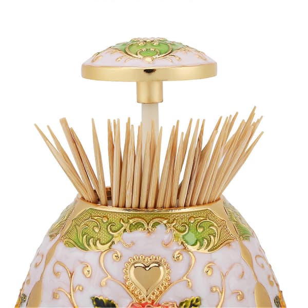 Metal Toothpick Holder, Pewter Alloy, with Floral Pattern, Hand-Pressed Toothpick Dispenser (Pattern #1)