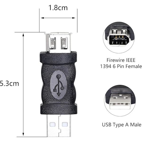 #USB1394-hoved 6P-adapter USB til Firewire, 1394-adapter#