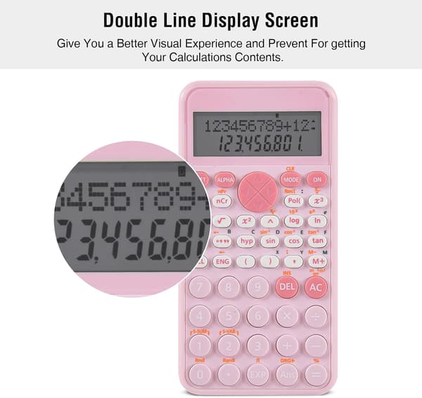 Standard Scientific Calculator with 2 Lines, Portable and Cute for School