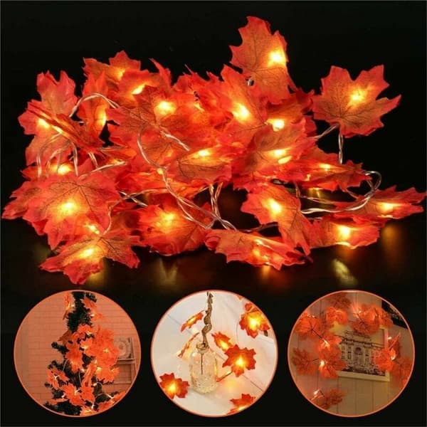 3m 20 LED Maple Leaf String Lights with Remote Control 3 AA Batteries for Thanksgiving Decoration