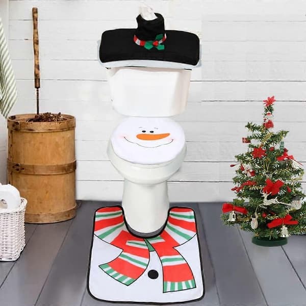 Elastisk juletoiletsæde, festlig badeværelsesindretning med nem installation og fjernelse til julefest