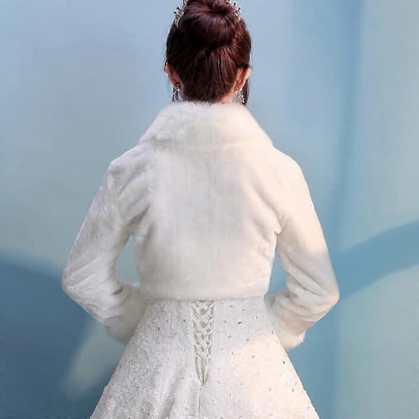 Wedding Bride Bridesmaid Winter Long Sleeve Bolero Jacket Thick Warm Plush