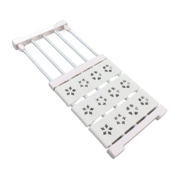 White Extendable Wardrobe Shelf No Drilling Telescopic Closet Organizer Divider 24cm Width 38-55cm / 15-21.7in Length