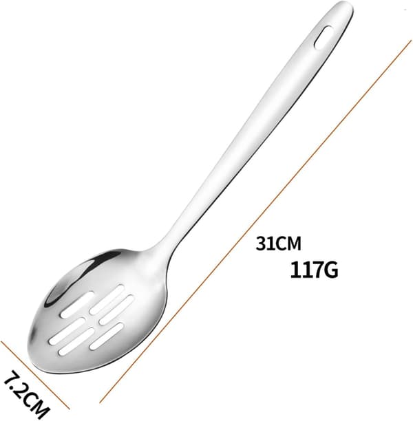 1 pc Slotted Spatula Stainless Steel Cooking Kitchen Serving Spoon with Long Handle, 31 cm for Cooking Dining Home Kitchen Tools