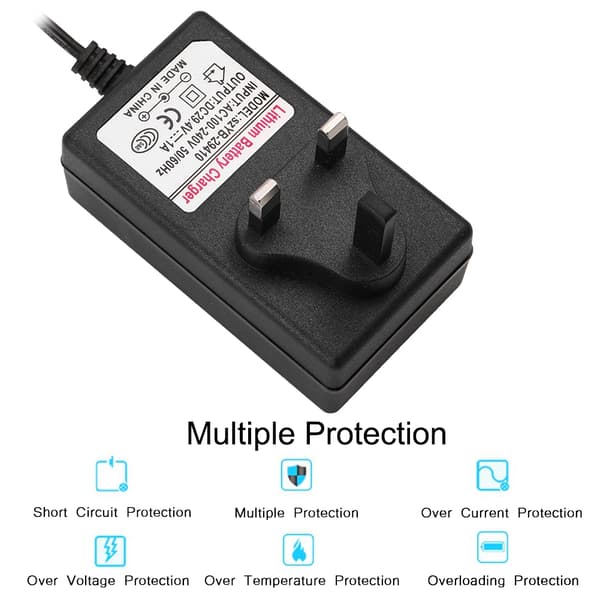 29.4V1A Strømforsyning Batteriladeradapter for Smart Balansebil Scooter 100-240V (UK-plugg)