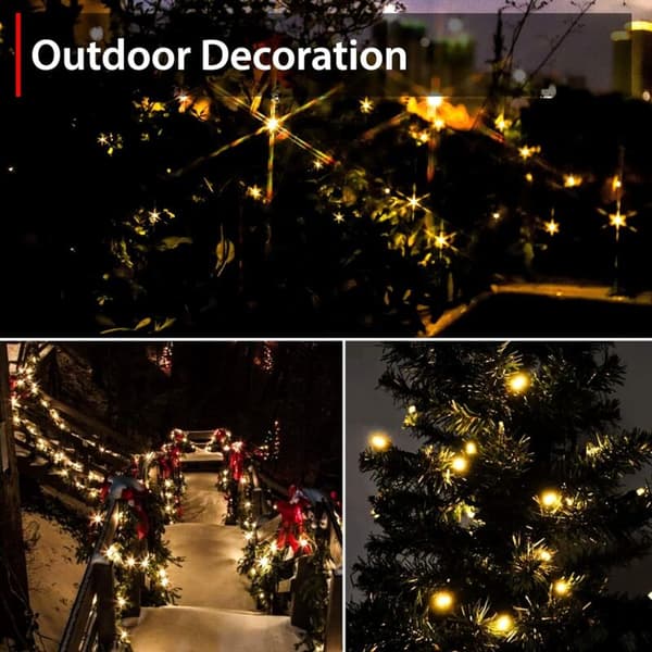 LED String Lights 100 Warm White Lights for Outdoor Decoration Solar Powered Automatic On/Off Dimmable String Lights with Remote Control and Timer Waterproof