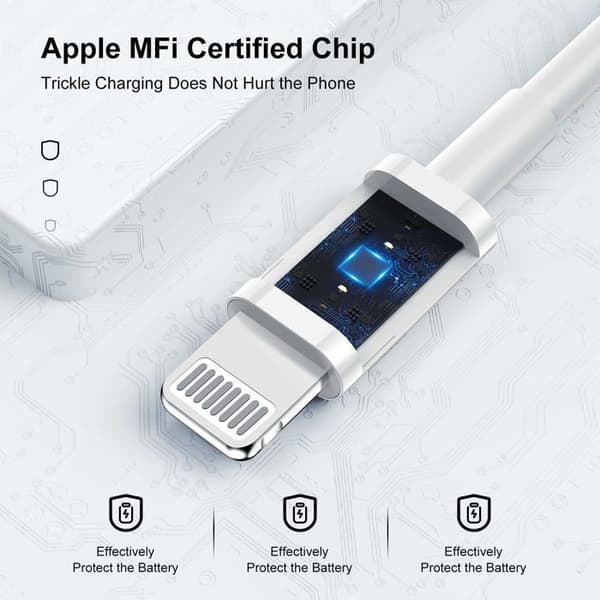 [2-pak] 2m Apple MFi-certificeret iPhone-opladerkabel, 2 meter til iPhone 14/13/12/11/11 Pro/11 Pro Max/X/XS Max/8/7/6/5/iPad