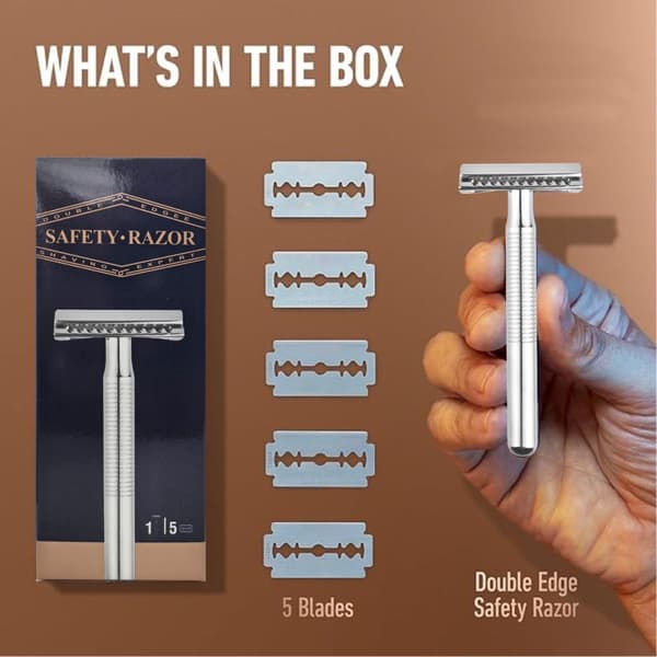 High-Quality Safety Razor for Men with Patterned Grip and Anti-Friction Coating