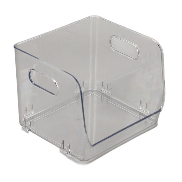 Office Storage Holder Transparent Stackable Design Waterproof Dustproof Double Handles PET Storage Container Small Transparent White