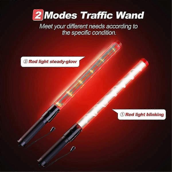4-pack Traffic Baton 53 cm LED Traffic Control Baton Safety Light Stick with 2 Flashing Modes Air Traffic Controller