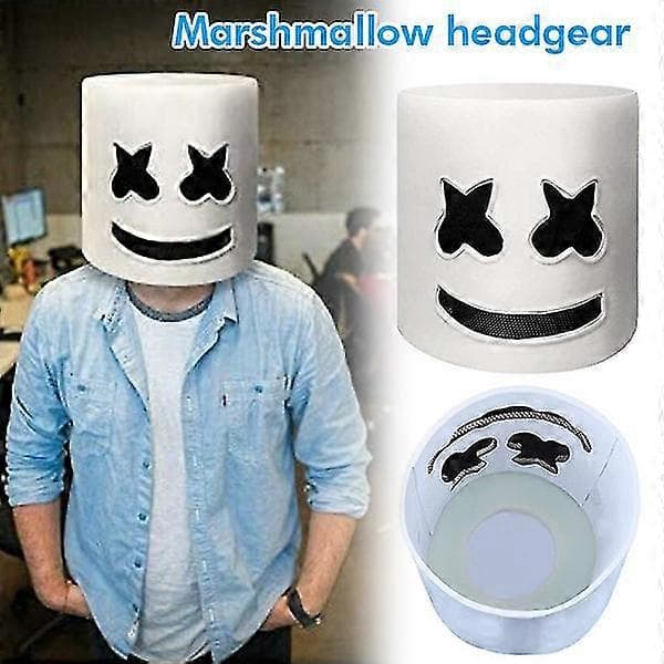 Marshmallow Hodeplagg Full Ansiktsmask Halloween Maskerade Cosplay Kostyme for Menn Kvinner Barn