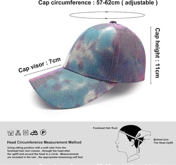 Kvinders Tie Dye Hestehale Krydsede Baseballkasketter