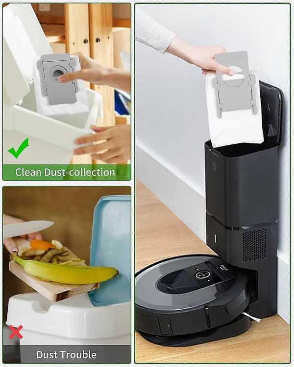 10 Støvsugerposer til Irobot Roomba I7 I7+ I3 I3+ I4 I4+ I6 I6+ J7 J7+ I8 I8+s9 S9+ E5 E6 E7 Clean Base, Erstatningsstøvpose til Tilbehør