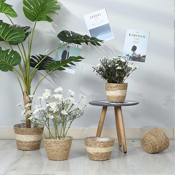 1pc Straw Woven Planter Indoor Planter Basket for Home Office Decor