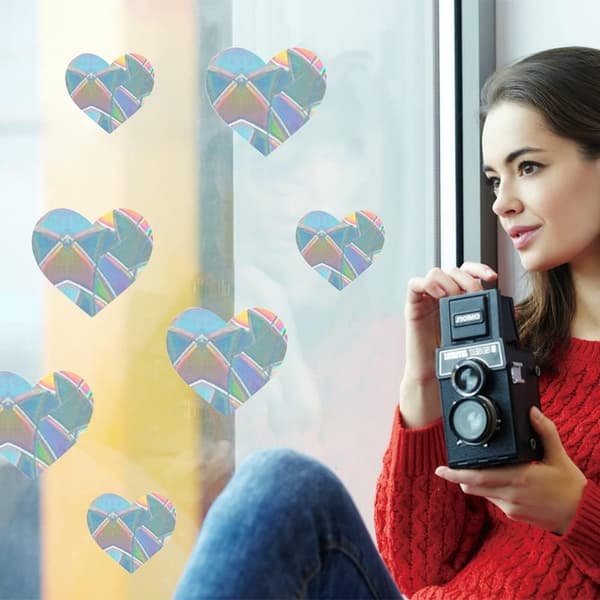 Rainbow Prism Window Decals, 10 Static Rainbow Glass Decals, Anti-Collision Window Decals, Rainbow Prism Electro