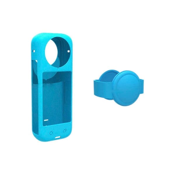 Blue Scratch-Resistant Silicone Case for X4 Lens Cap Dustproof Body Protection for Insta 360 X4 Camera