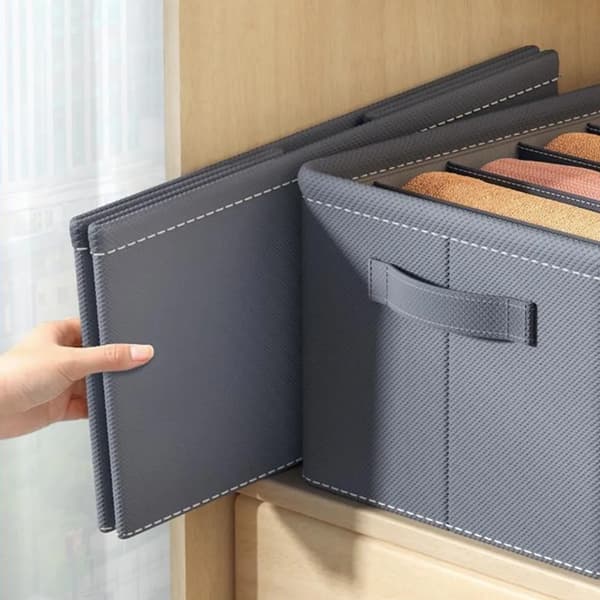 3-pak grå opbevaringskasser til tøj, vaskbar skuffeorganisator, non-woven stof