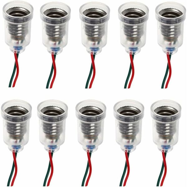 10 stk E10 Lampeholder LED Skruemontering Små Pærer Holder Lysbase med Ledningsbase for Eksperiment Krets Hjem Elektrisk Testtilbehør