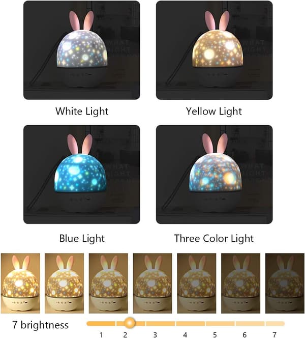 Starry Sky Projector, Baby Projector, Musical Lamp with 360° Rotating Remote Control Rabbit-Yux Rabbit rabbit