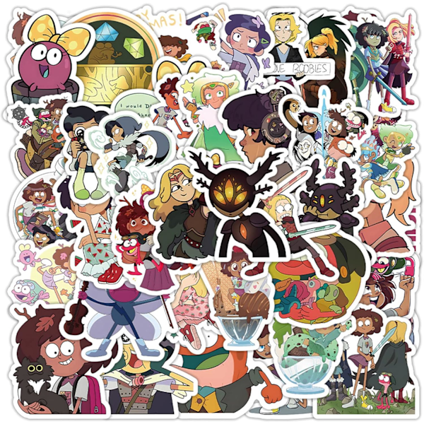 50 st Amphibia-klistermärken Vattentäta Vinyl Kawaii-dekaler för Barn Tonåringar Vuxna Skateboard Dator Laptop Gitarr (Amphibia)