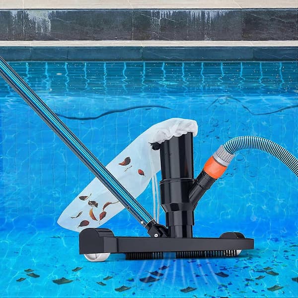 Poolrengöringstillbehör med påse, 35 cm bred dammsugare för pool
