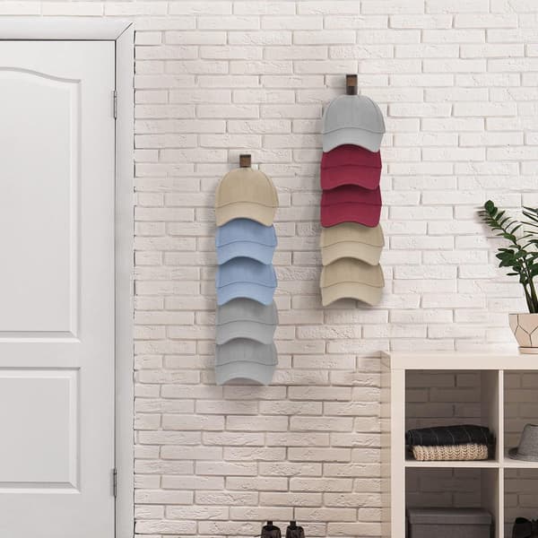 Hat rack, wall-mounted hat holder, cap rack, cap storage, wooden coat rack, brown, 1 piece