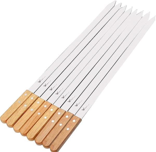 15,75 tommer lang 5/8 tommer bred 2 mm tyk grillspyd i rustfrit stål 8 dele, sølv