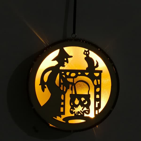 Halloween-dekorasjon, 3-pakning Tre Rund Datamaskin Laser Hul Heks Alv Gresskar Mann