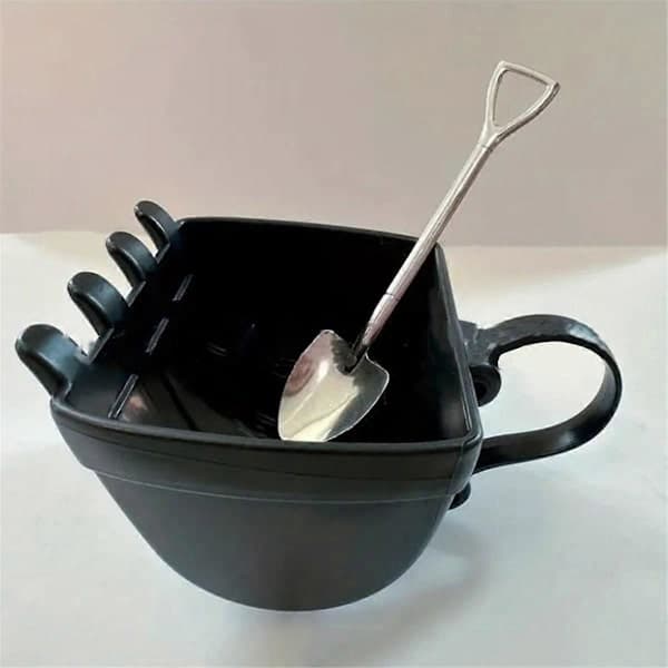 Excavator Coffee Cup with Shovel Spoon Creative Teacup Milk Coffee Cup Birthday Gift Black