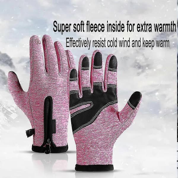Vinterhandsker til mænd og kvinder, vandtætte varme handsker (pink S)