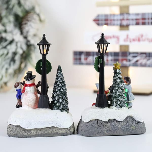Julebyhus ornament, julepynt i harpiks, byhusdekoration til julegaver (uden batteri)
