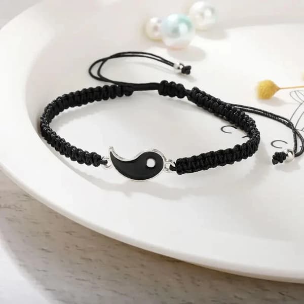 2-pack Bästa Vän-armband – Matchande Yin Yang Justerbar BFF-present