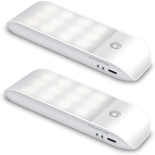 [2-pack] (Warm Yellow) Automatic LED Night Light, 12 LED USB Charging