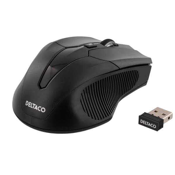 Trådløs optisk mus 5 knapper justerbar DPI nano-mottaker USB Svart