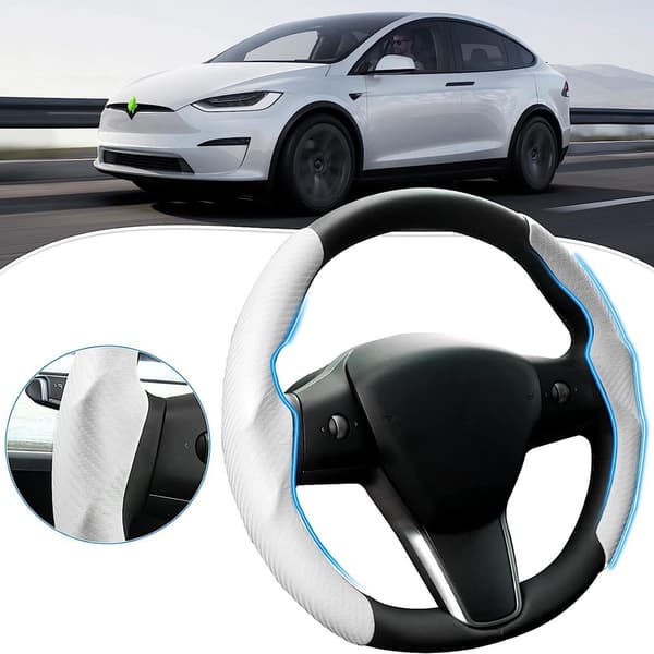 Tesla Model 3/Y Ratbetræk i kulfiber - Hvid (38 cm)
