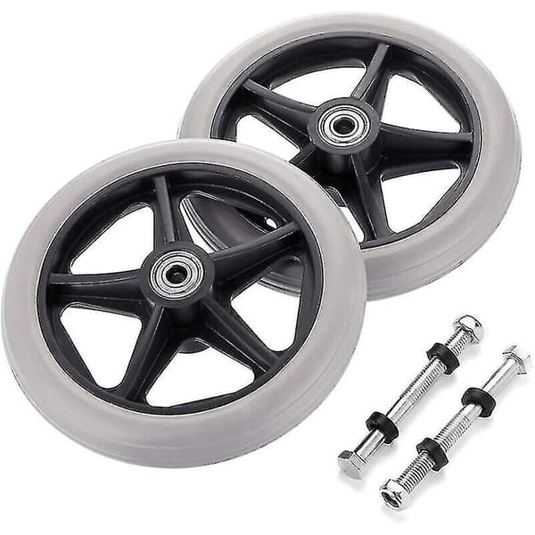 2 stk 15 cm Erstatningshjul i Gummi for Rullestol, Rollator, Gåstol - Universal Hjul-FA-