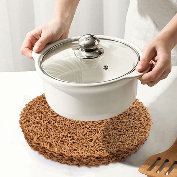 Round Woven Paper Placemats, Decorative Rope Mats for Dinner, Party, and Wedding 12-Pack