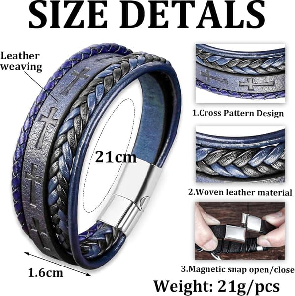 Læderarmbånd til mænd, armbånd til mænd, jernarmbånd til mænd, armbånd i rustfrit stål til mænd, vikingearmbånd J-yux J J