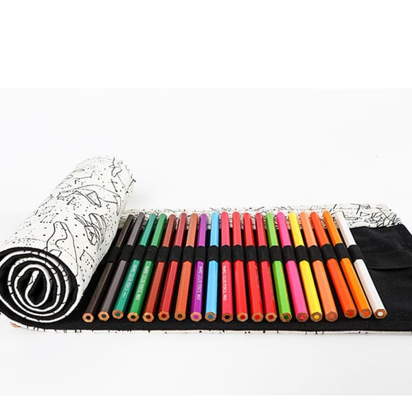 Rullbart farget pennal pennholder etui tegning 24 rom KLB